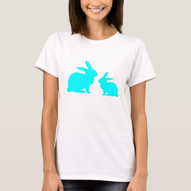 Camiseta Mamá azul y conejo bebé (Anverso)