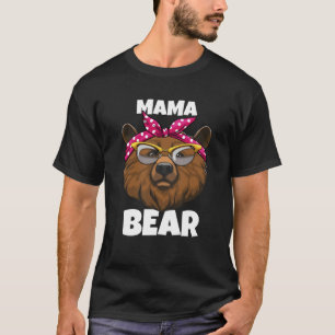 Camiseta Mama Bear Animal Women Nature Funny Bandana Glasse