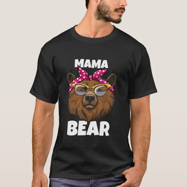 Camiseta Mama Bear Animal Women Nature Funny Bandana Glasse (Anverso)