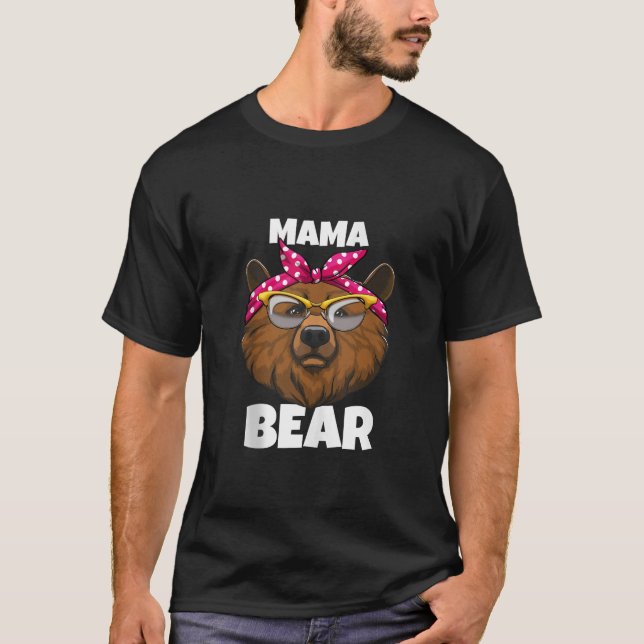 Camiseta Mama Bear Animal Women Nature Funny Bandana Glasse (Anverso)