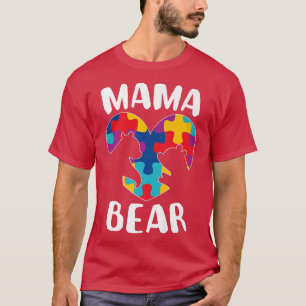 Camiseta Mama Bear Autismo Conciencia Puzzle Piece Support 