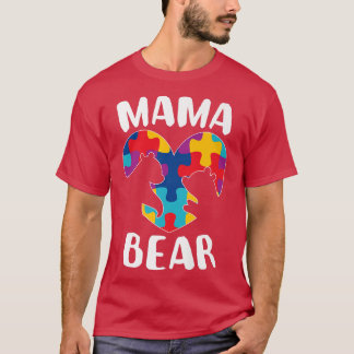 Camiseta Mama Bear Autismo Conciencia Puzzle Piece Support 
