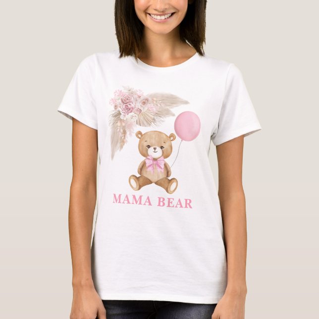 Camiseta Mama Bear Boho Balloon Baby Shower Gift (Anverso)