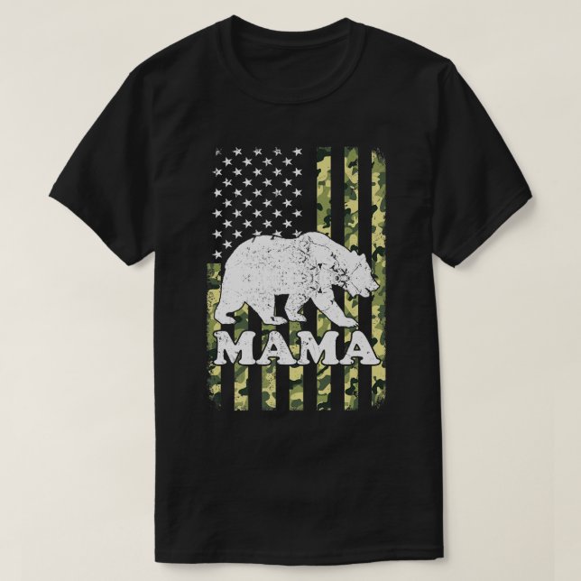 Camiseta Mama Bear Camping Camouflage USA American F (Diseño del anverso)