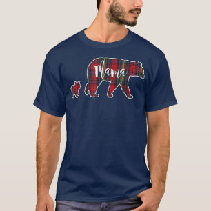 Camiseta Mama Bear con 1 cub Tartán Plantado Verde Azul R