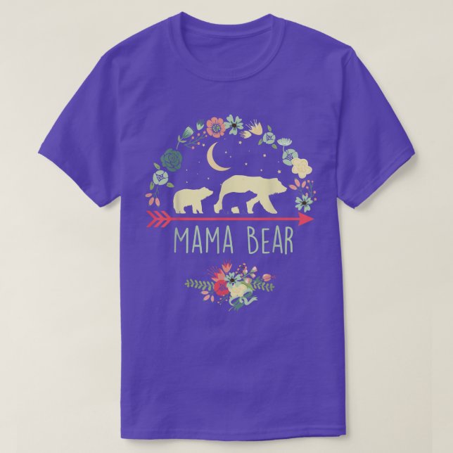 Camiseta Mama Bear con 2 Cubs Día de la Madre floral (Diseño del anverso)