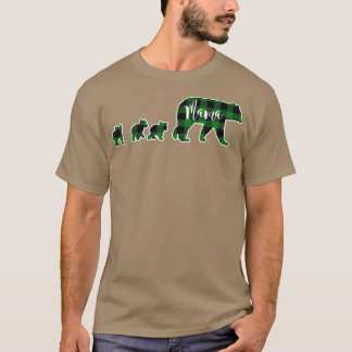 Camiseta Mama Bear con 3 Cubs Black Green Buffalo Ch