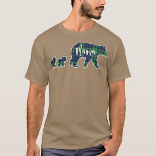 Camiseta Mama Bear con dos Cubs Black Blue Green Tartán
