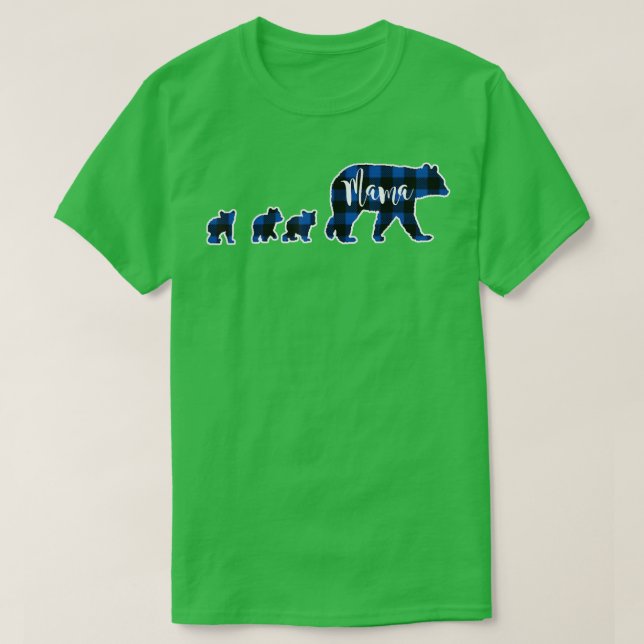 Camiseta Mama Bear con tres cubos Che de búfalo azul negro (Diseño del anverso)