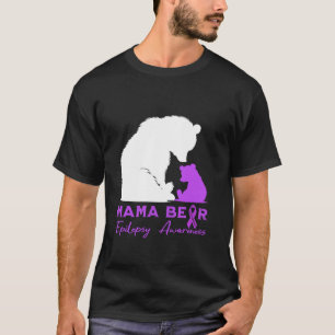Camiseta Mama Bear Epilepsia Awareness Purple Ribbon
