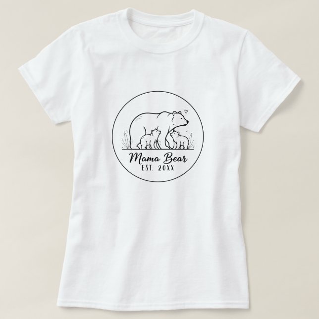 Camiseta Mama Bear EST 2025 Circle Logo Line Art (Diseño del anverso)