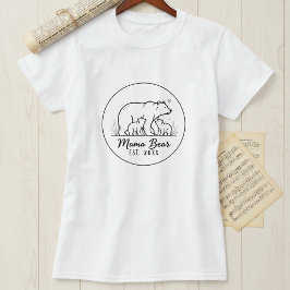 Camiseta Mama Bear EST 2025 Circle Logo Line Art