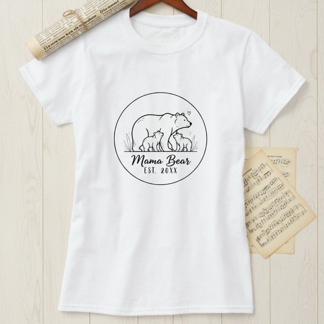 Camiseta Mama Bear EST 2025 Circle Logo Line Art (Subido por el creador)