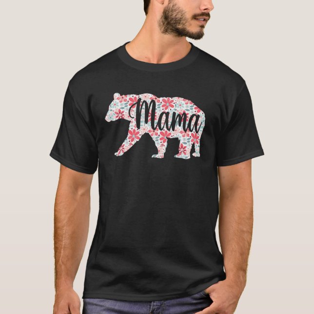 Camiseta Mama Bear Flor Floral Familia Curada Madre D (Anverso)