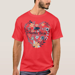 Camiseta Mama Bear Heart Flowers