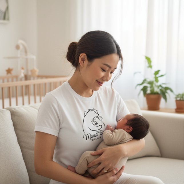 Camiseta Mama Bear Line Art White Shirt Design (Subido por el creador)