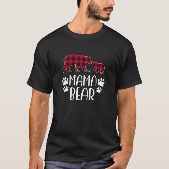 Camiseta Mama Bear Navidades Pajama Búfalo Rojo Tapado Moth (Anverso)