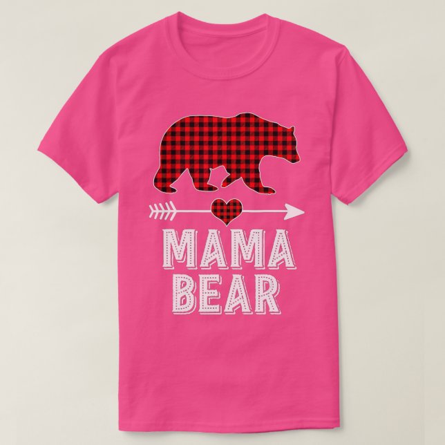 Camiseta Mama Bear Navidades Pajama Red Buffalo Plaid Famil (Diseño del anverso)