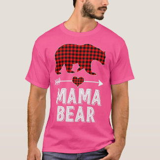 Camiseta Mama Bear Navidades Pajama Red Buffalo Plaid Famil