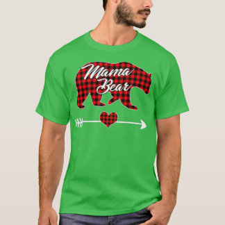 Camiseta Mama Bear Navidades Pajama Red Buffalo Plaid Famil