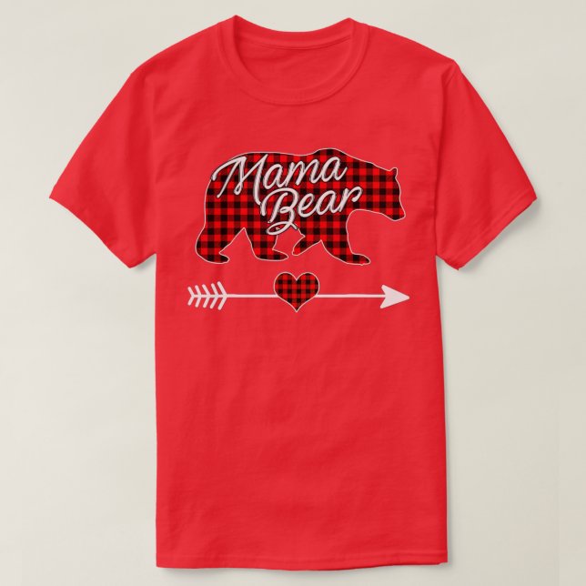 Camiseta Mama Bear Navidades Pajama Red Buffalo Plaid Famil (Diseño del anverso)