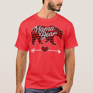 Camiseta Mama Bear Navidades Pajama Red Buffalo Plaid Famil