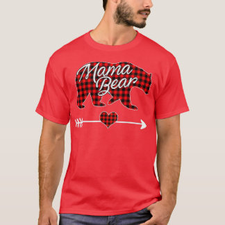 Camiseta Mama Bear Navidades Pajama Red Buffalo Plaid Famil