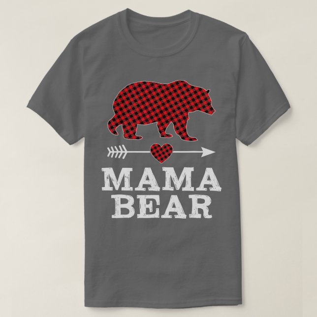 Camiseta Mama Bear Navidades Pajama Red Buffalo Plaid Famil (Diseño del anverso)