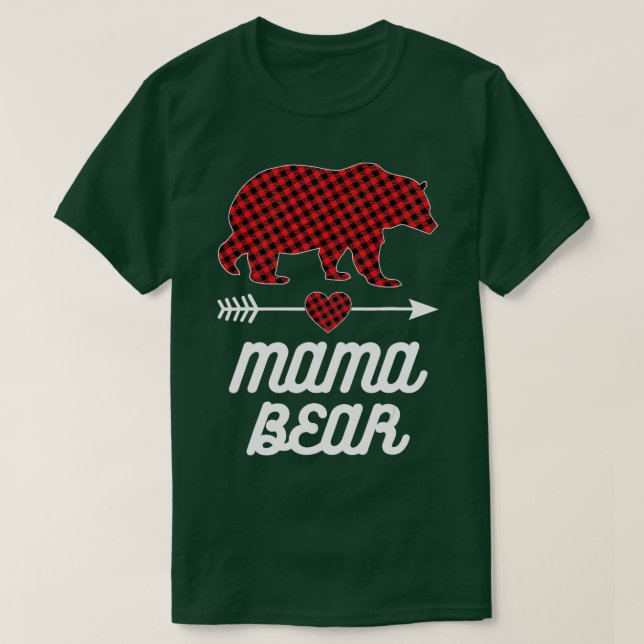 Camiseta Mama Bear Navidades Pajama Red Buffalo Plaid Famil (Diseño del anverso)