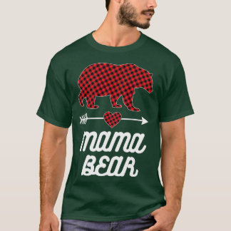 Camiseta Mama Bear Navidades Pajama Red Buffalo Plaid Famil