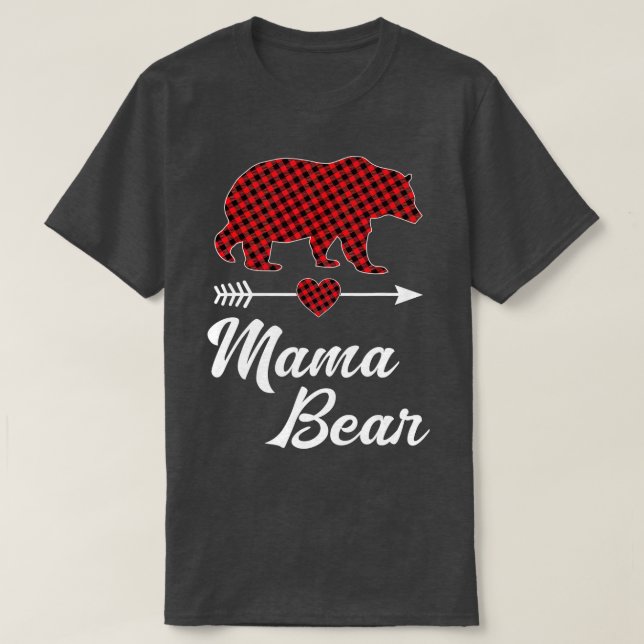 Camiseta Mama Bear Navidades Pajama Red Buffalo Plaid Famil (Diseño del anverso)