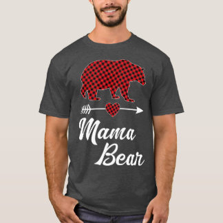 Camiseta Mama Bear Navidades Pajama Red Buffalo Plaid Famil