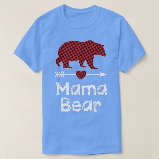 Camiseta Mama Bear Navidades Pajama Red Buffalo Plaid Famil (Diseño del anverso)