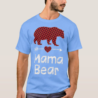 Camiseta Mama Bear Navidades Pajama Red Buffalo Plaid Famil