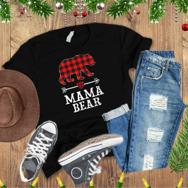 Camiseta Mama Bear Navidades Pajama Red Plaid Buffalo