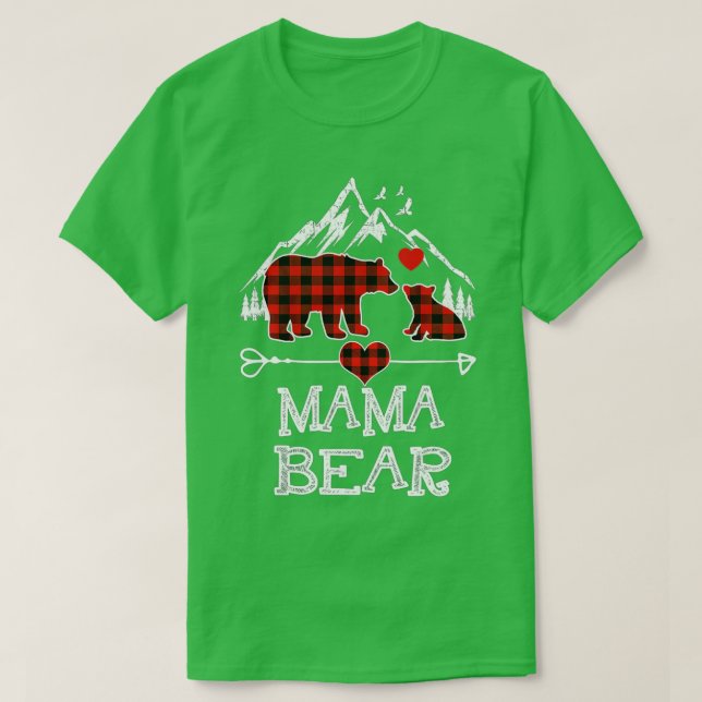 Camiseta Mama Bear Navidades Pajama Red Plaid Buffalo Famil (Diseño del anverso)