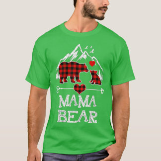 Camiseta Mama Bear Navidades Pajama Red Plaid Buffalo Famil