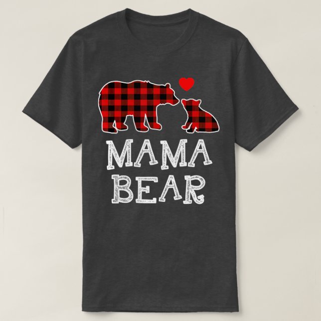 Camiseta Mama Bear Navidades Pajama Red Plaid Buffalo Famil (Diseño del anverso)