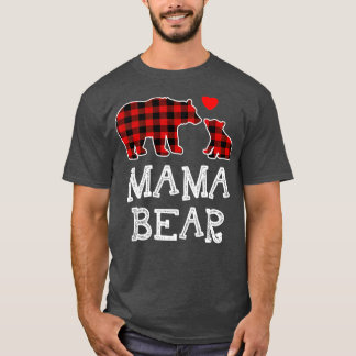 Camiseta Mama Bear Navidades Pajama Red Plaid Buffalo Famil
