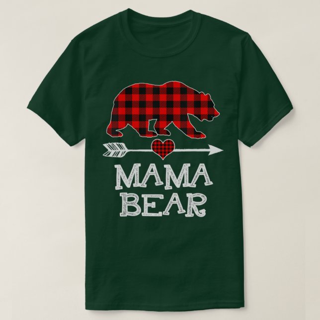 Camiseta Mama Bear Navidades Pajama Red Plaid Buffalo Famil (Diseño del anverso)