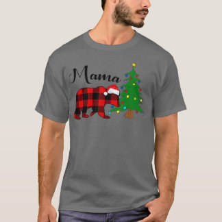 Camiseta Mama Bear Navidades Pajama Red Plaid Buffalo Famil