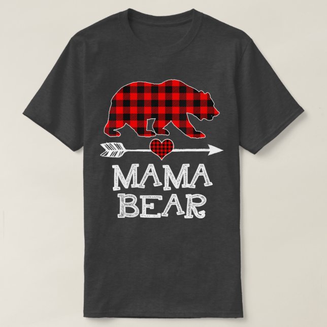 Camiseta Mama Bear Navidades Pajama Red Plaid Buffalo Famil (Diseño del anverso)