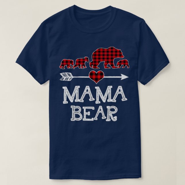 Camiseta Mama Bear Navidades Pajama Red Plaid Buffalo Famil (Diseño del anverso)