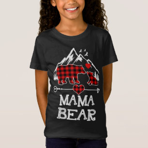 Camiseta Mama Bear Navidades Pajama Red Plaid Buffalo Famil