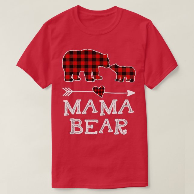 Camiseta Mama Bear Navidades Pajama Red Plaid Buffalo Famil (Diseño del anverso)