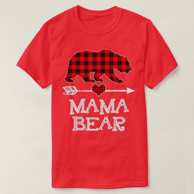 Camiseta Mama Bear Navidades Pajama Red Plaid Buffalo Famil (Diseño del anverso)