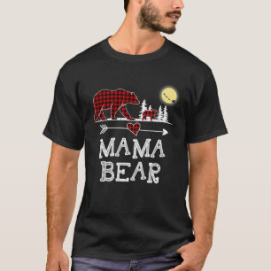 Camiseta Mama Bear Navidades Pajama Red Plaid Buffalo para