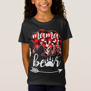 Camiseta Mama Bear Navidades PajamaBuffalo Red Plaid Mama B