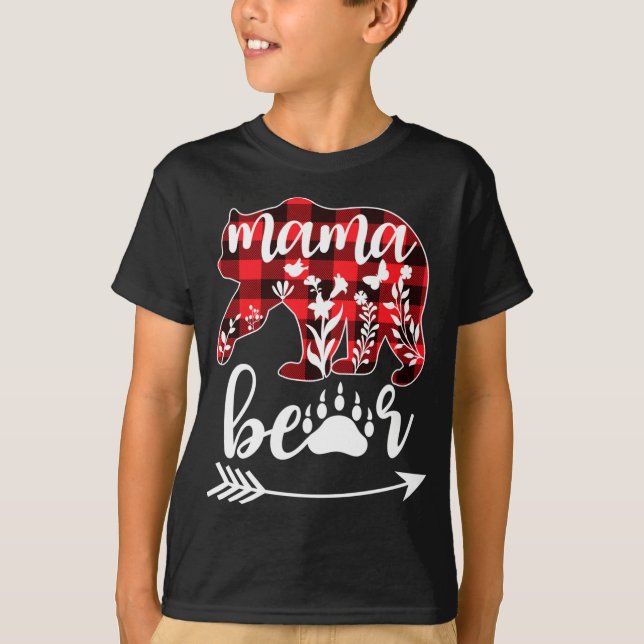 Camiseta Mama Bear Navidades PajamaBuffalo Red Plaid Mama B (Anverso)