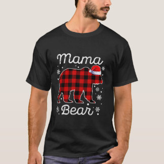 Camiseta Mama Bear Navidades Pajamas Red Plaid Buffalo Fami